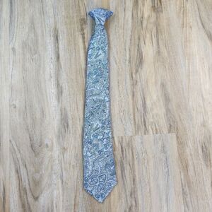 💜Gray & Blue Paisley Pre-Tied Clip-on Tie Youth XLarge